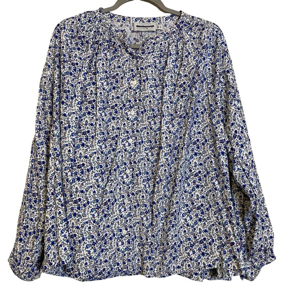 Guideboat Co. Tops - Guideboat Co Womens Blue White Ditsy Floral Button Down Blouse Shirt Small